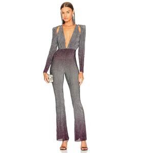 Michael Costello Silver and Purple Jumpsuit